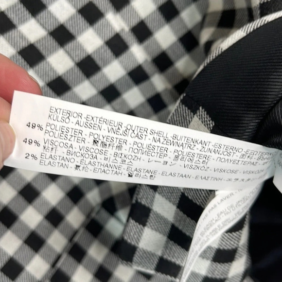 ZARA Blazer Black White Gingham Checkered Snap Closure Pockets Preppy Size S - Picture 10 of 12